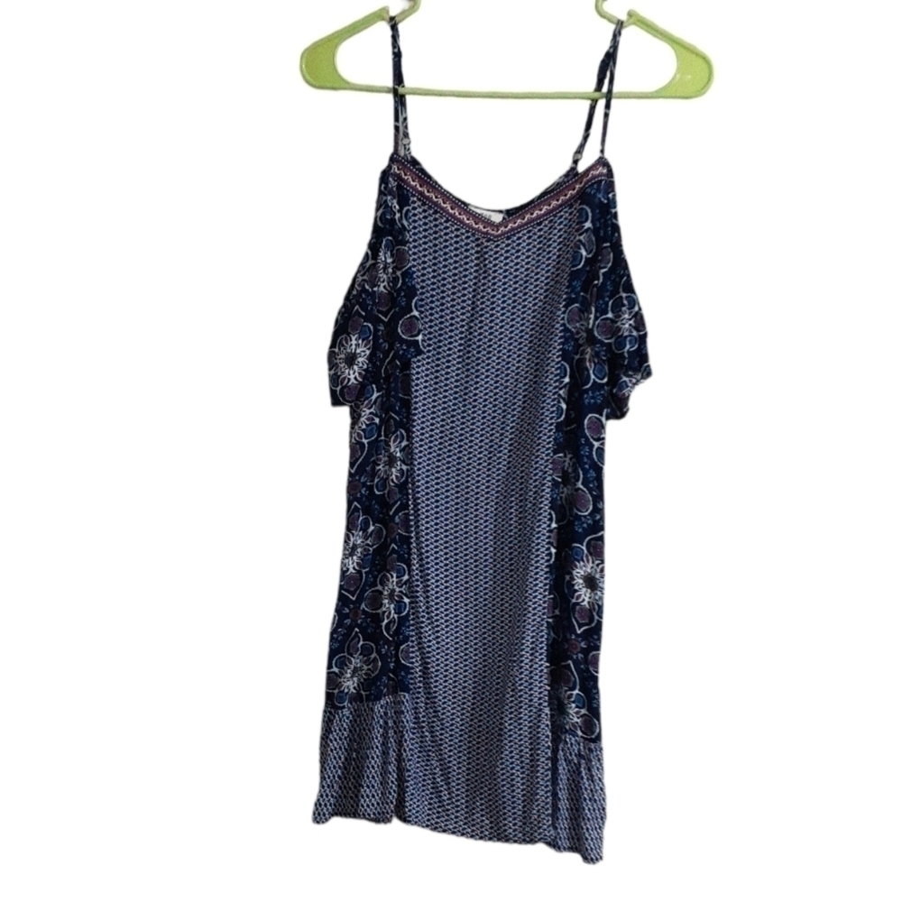 Umgee tunic dress women in size L floral Bleu casual vacation y2k retro beach